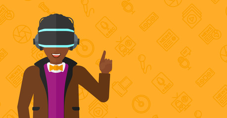 Man wearing virtual reality headset.