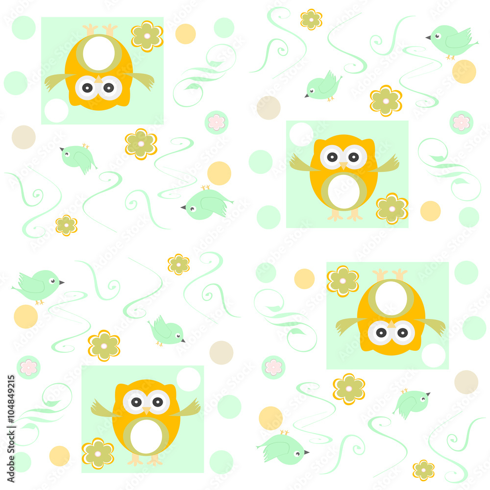 Poster seamless owls vector pattern vector background