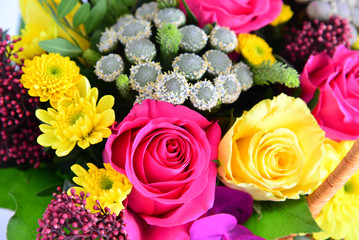 Beautiful bouquet of different flowers close up