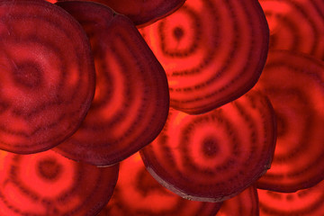Texture of red beets slices