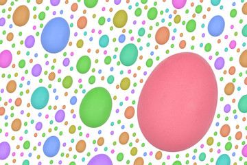 colorful egg rain background on white background, clipping path (easter)