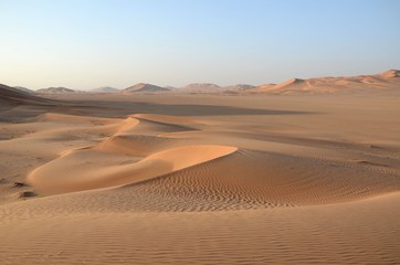Fototapeta na wymiar Panoramic view of sand dunes in empty quarter Oman