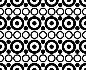 Vector modern seamless geometry pattern circles, black and white abstract geometric background, pillow print, monochrome retro texture, hipster fashion design