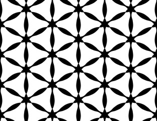 Vector modern seamless sacred geometry pattern flower of life, black and white abstract geometric background, pillow print, monochrome retro texture, hipster fashion design