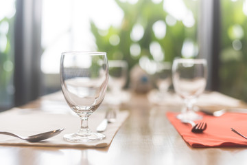 plates on table in restaurant