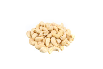 Cashew nuts isolated in white background