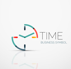 Vector abstract logo idea, time concept or clock business icon. Creative logotype design template