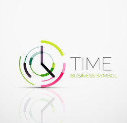 Vector abstract logo idea, time concept or clock business icon. Creative logotype design template