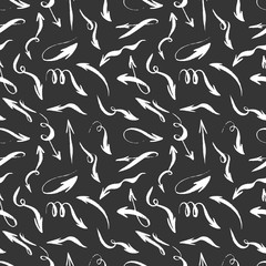 Seamless hand drawn monochrome arrows pattern.