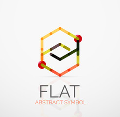 Logo - abstract minimalistic linear flat design. Business hi-tech geometric symbol, multicolored segments lines