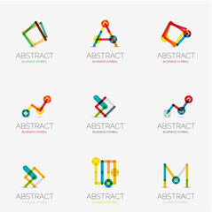 Set of linear abstract geometrical icons and logos