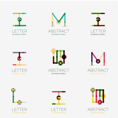 Set of linear abstract geometrical icons and logos