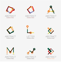 Set of linear abstract geometrical icons and logos