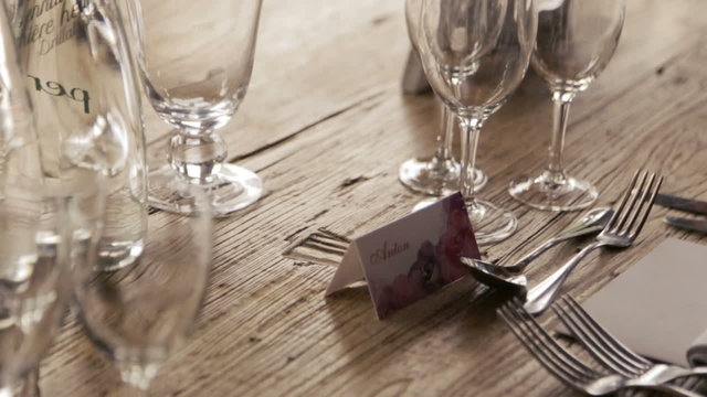 Glasses on the wedding table close up. Wedding in Paris