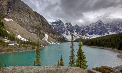 the iconic moraine lake in banff