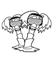 celebrate 2 friends team duo dj party comic cartoon glasses sunglasses headphones face funny club music holiday malorca