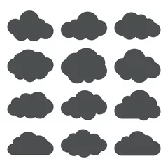 Tuinposter Cloud Shapes collection. Set of Flat Cloud Icons. © Creativika Graphics