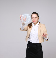 Woman with glowing magical energy ball.