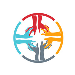 Teamwork people group hands. Vector graphic design