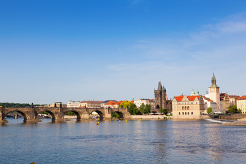 Fototapeta na wymiar Charles Bridge and Tower in Prague in the Czech Republic