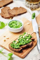 vegan cilantro pine nuts pesto