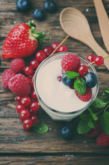 Healthy yougurt with mix of berry