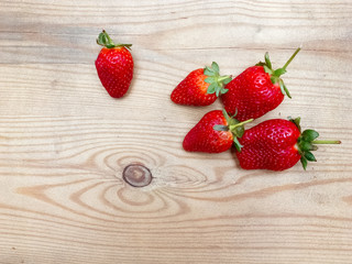 Strawberries on wooden board