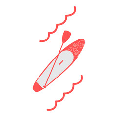 Stylized icon of a colored stand up paddling on a white backgrou