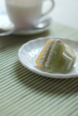 marmalade on a white plate.