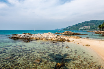 Blue sky and coast  on Patong beach in Phuket, Thailand