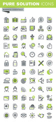 Thin line icons set of business, office supplies and equipment, online communications, social network, technical support, mobile services. Premium quality outline icon collection.