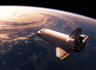 Naklejka na ściany i meble Space Shuttle Orbiting Earth