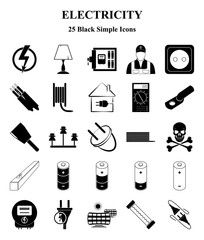 Fototapeta premium Electricity 25 icons set for web and mobile