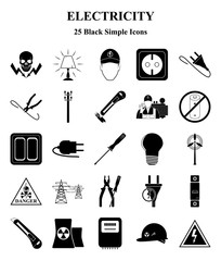 Electricity 25 icons set for web and mobile