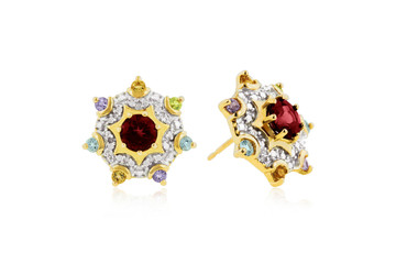 Stunning Starburst Earrings in 14k Yellow & White Gold with Various Gemstones