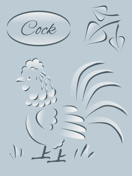 Rooster in the style of cut paper