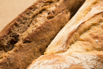 Rye and white bread close-up