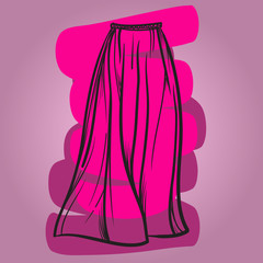 Stylish skirt model hand drawn vector illustration.