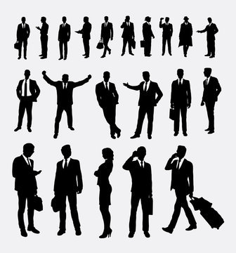 Businessman and business woman bundle silhouette 2. Good use for symbol, logo, web icon, mascot, sign, avatar, or any design you want. Easy to use.