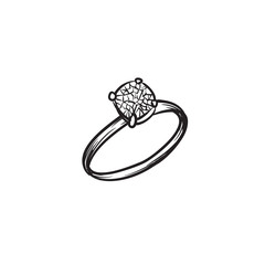 Diamond ring vector hand drawn illustration