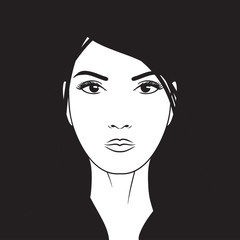 Beautiful woman vector portrait hand drawn illustration