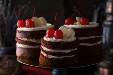 Delicious cake with cherries