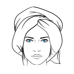 Hand drawn model woman vector icon illustration .