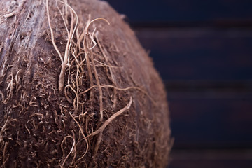 Coconut on wooden background 