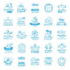 Healthy Food Icons Set - Vector Illustration