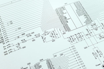 Schematic diagram closeup photo