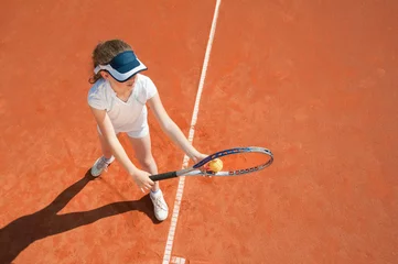 Badkamer foto achterwand Young tennis champion preparing to serve © Microgen