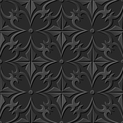 Seamless 3D elegant dark paper art pattern 359 Spiral Cross Flower
