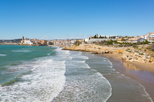 The beautiful town of Sitges, Spain in a sunny spring day - Powered by Adobe