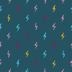 Seamless pattern with hand drawn thunderbolt.